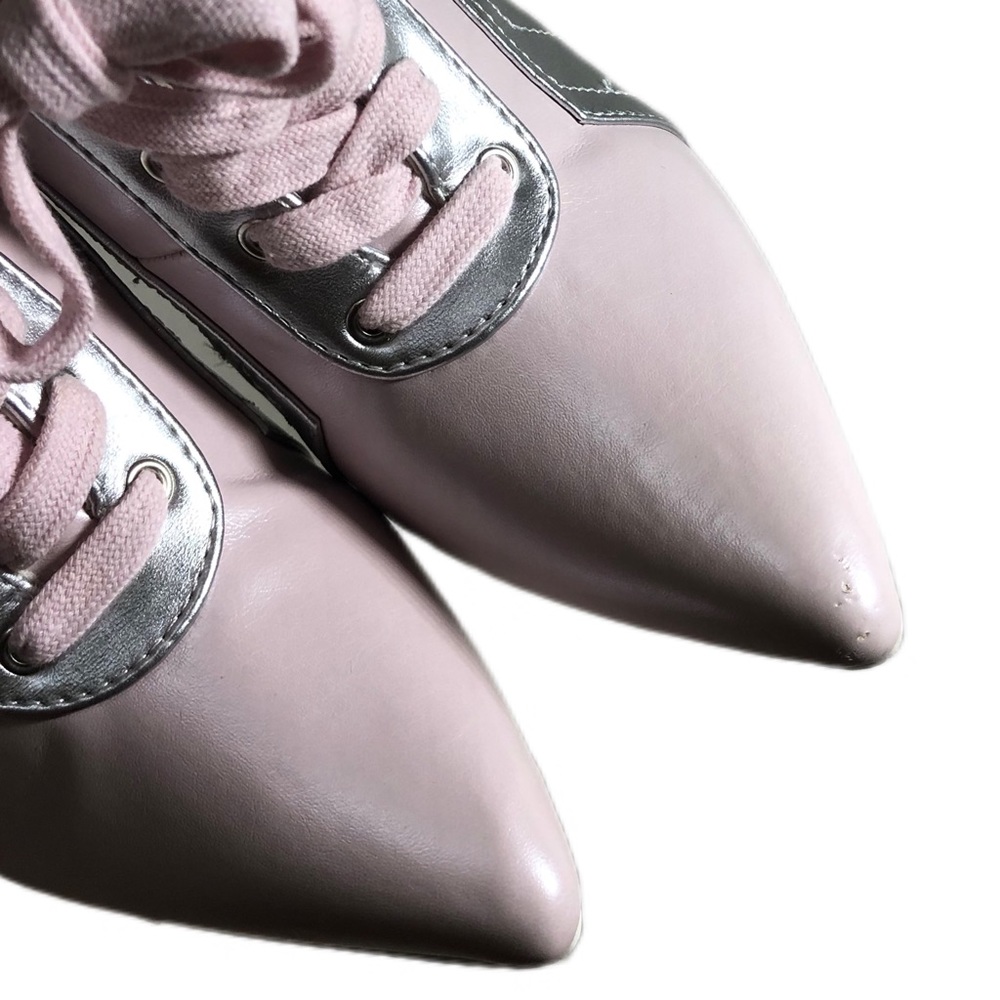 Cape Robbin Pink and Silver Retro Style Point Toe Mules - Picture 2 of 10